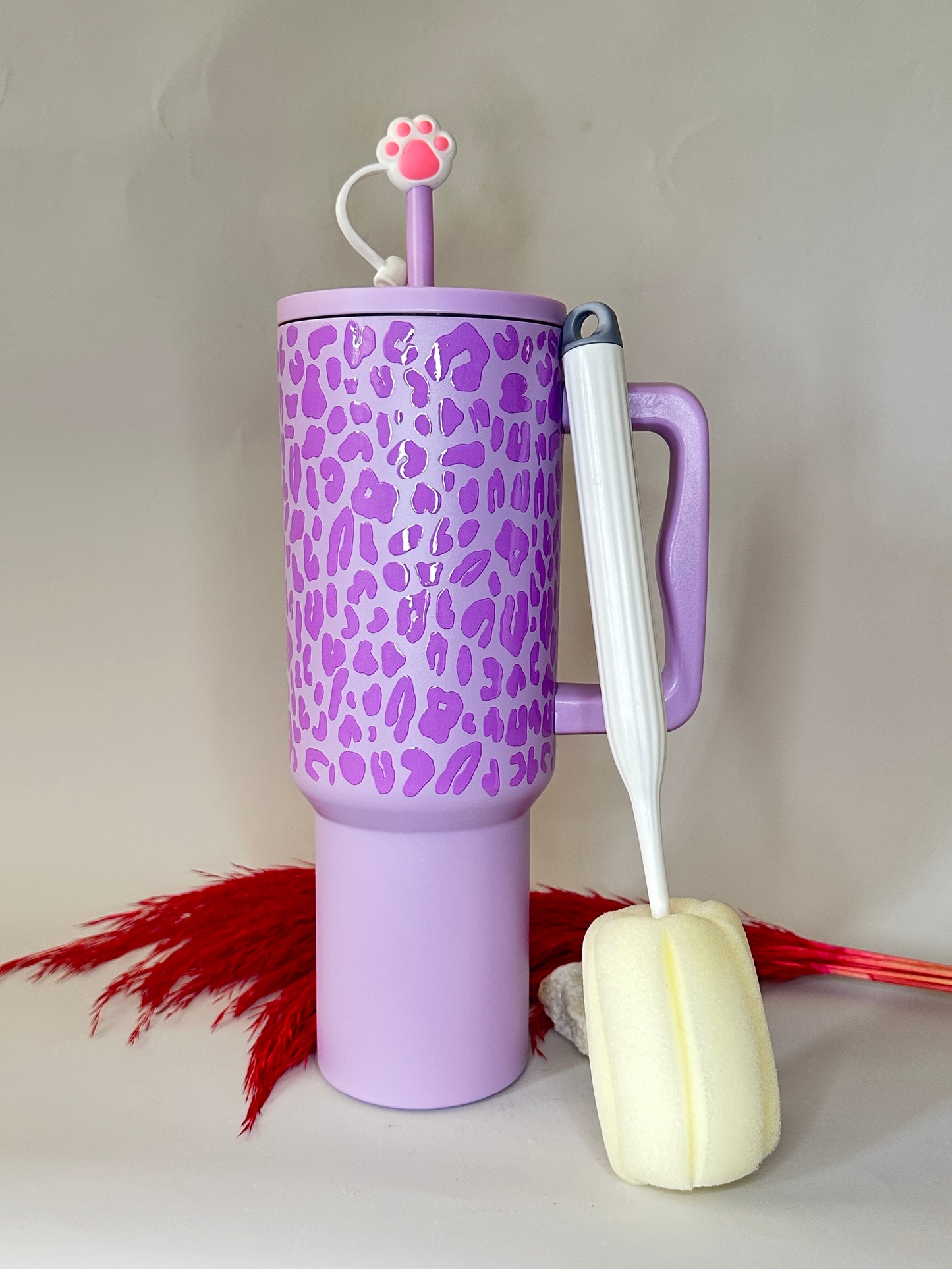40oz(1.2Litre) Purple Cheetah print tumbler
