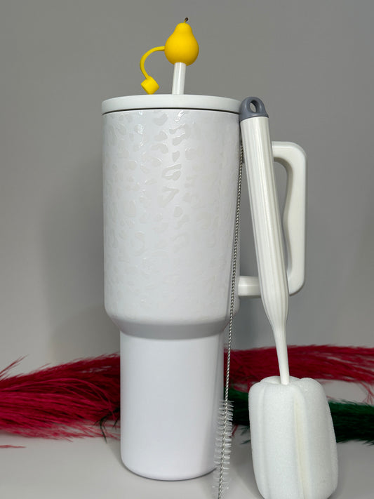 40oz(1.2Litre) White Cheetah print tumbler