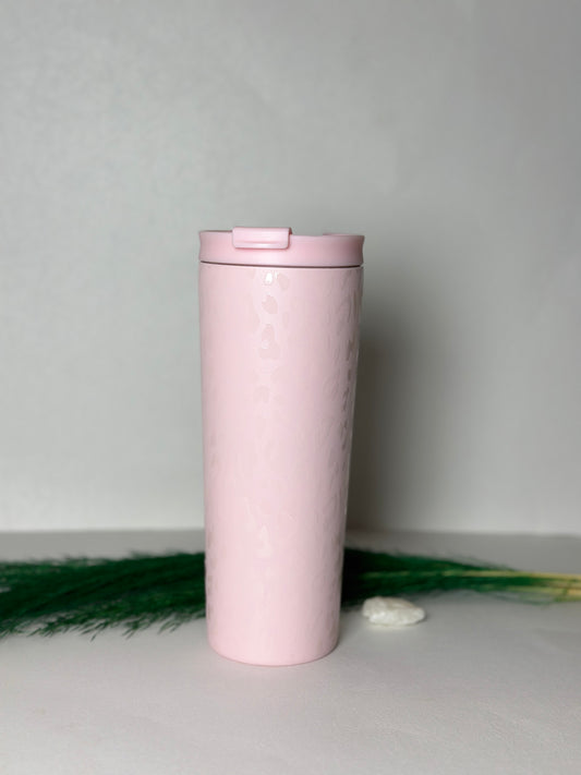 Pink stainless steel Cheetah print tumbler